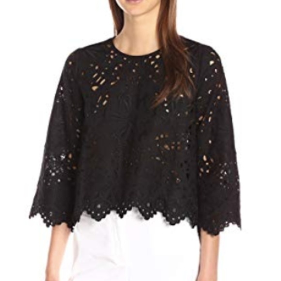 Theory Tops - Theory Brizabela Embroidered woven top,Black